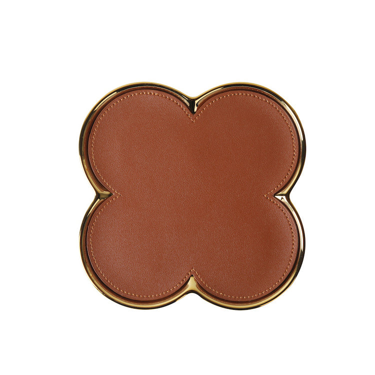 51211764 Clover Shape Leather Jewelry Tray Decorative Ring Earring Display Storage Tray-M