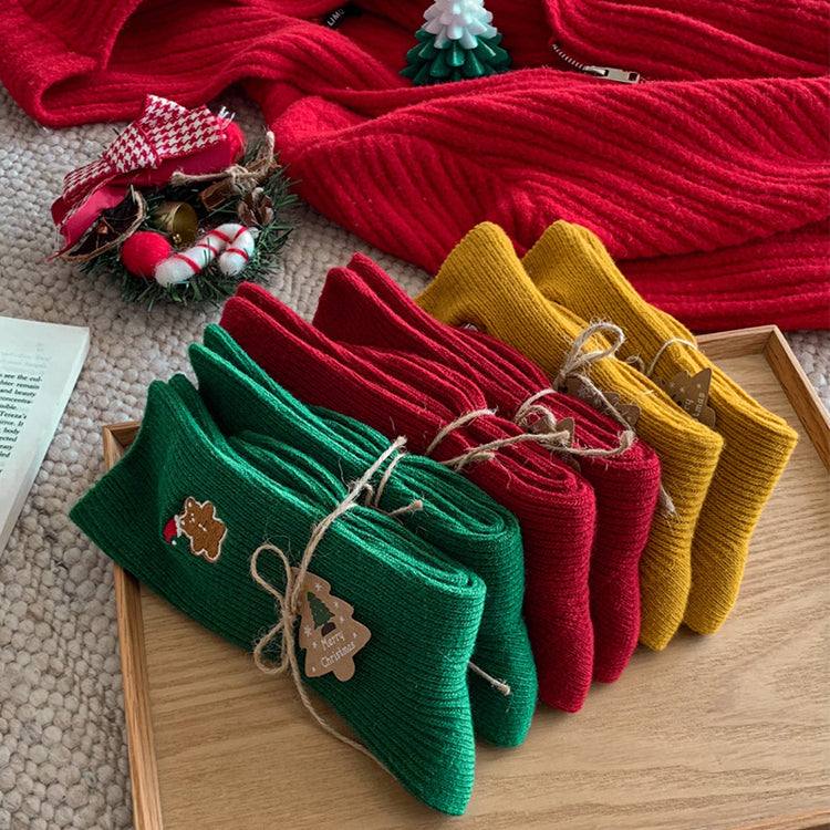 Christmas double- snowman mid-calf socks