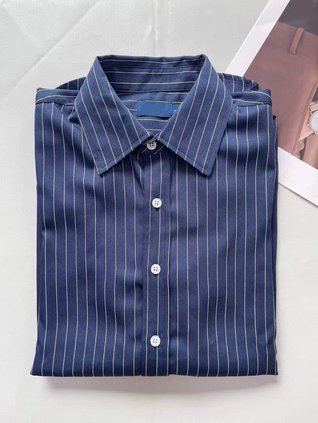 40087229 RL-Relaxed Fit Pinstripe Cotton Shirt