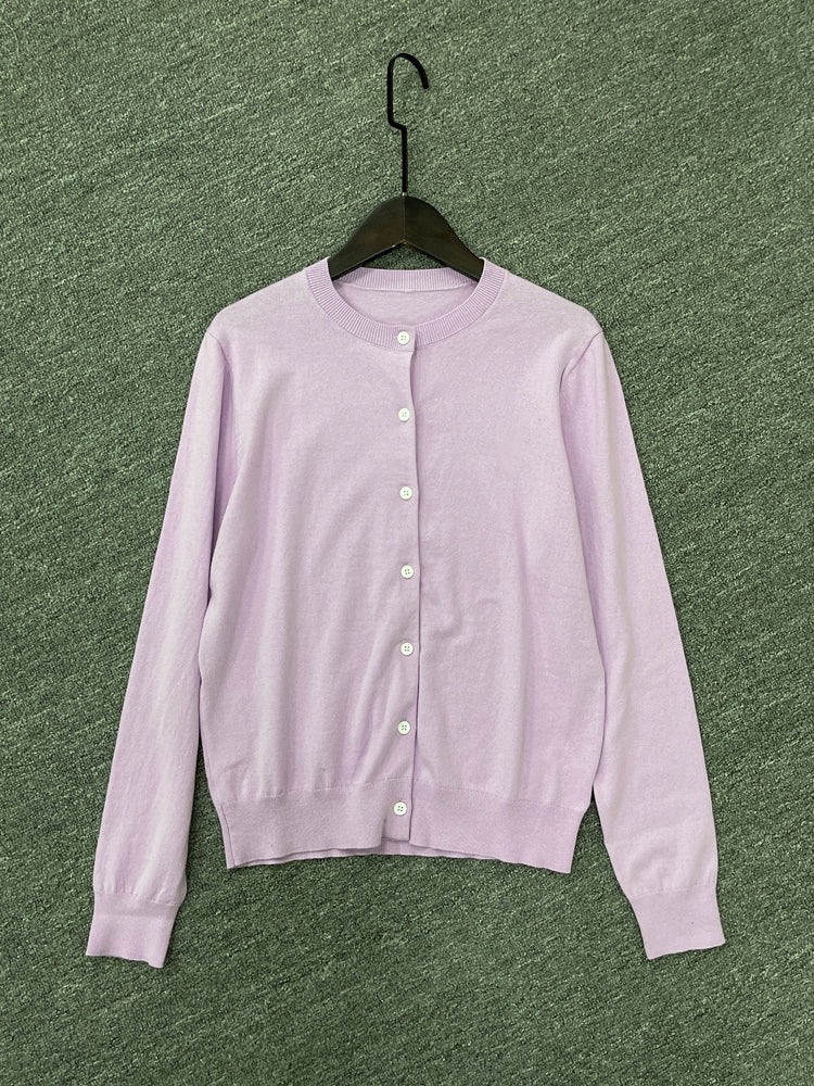 Women's Embroidered Knit Cardigan, Long Sleeve Crew Neck Button Sweater - 40784320