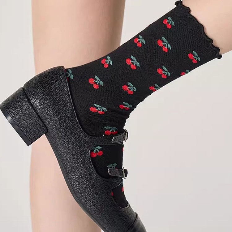 40280181 Cherry love socks long tube trendy college style pile socks