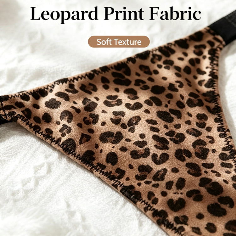 51166122 Leopard Print Women Thong Soft Fabric Rhinestone Secret Letter Low Rise Panties