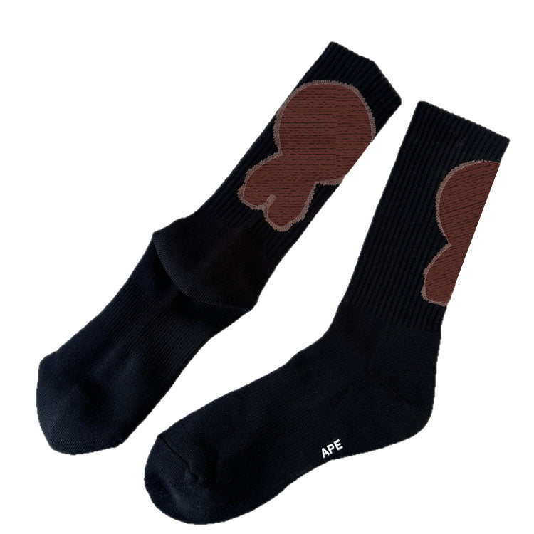 Brown  White Socks