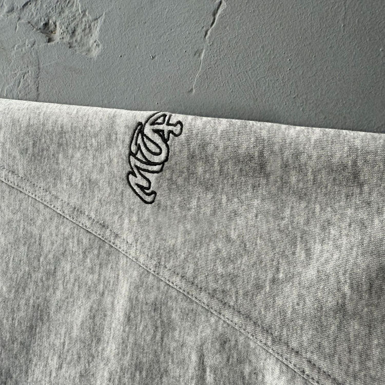 51152090 Graffiti Embroidered Grey Cotton Sweat Shorts Elastic Drawstring Casual Loose Gym Shorts