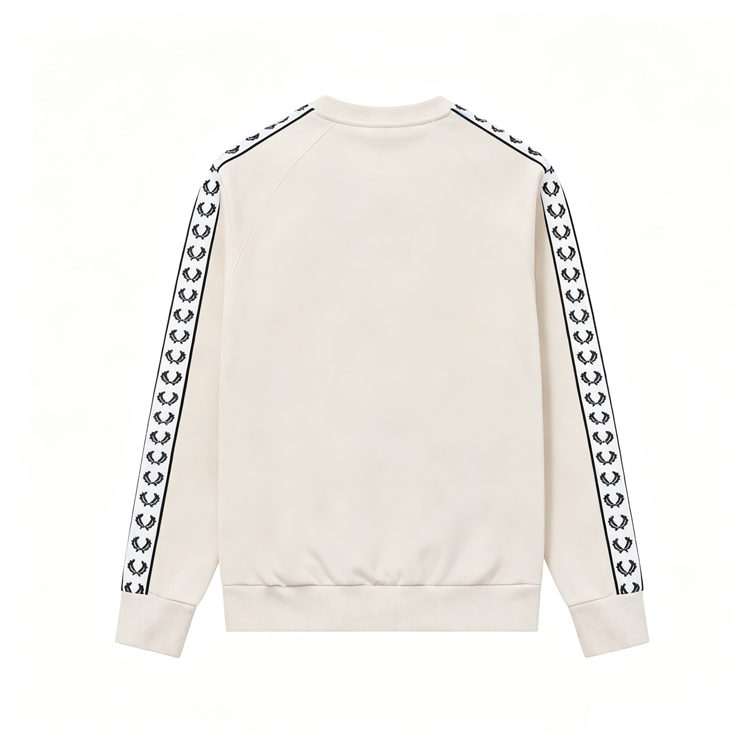 51156978 Crew Neck Sweatshirt Side Laurel Tape Strip Long Sleeve Casual Cotton Pullover Top