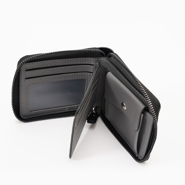 51211689 Men's Zipper Short Wallet Pattern PU Leather Card Holder Coin Purse