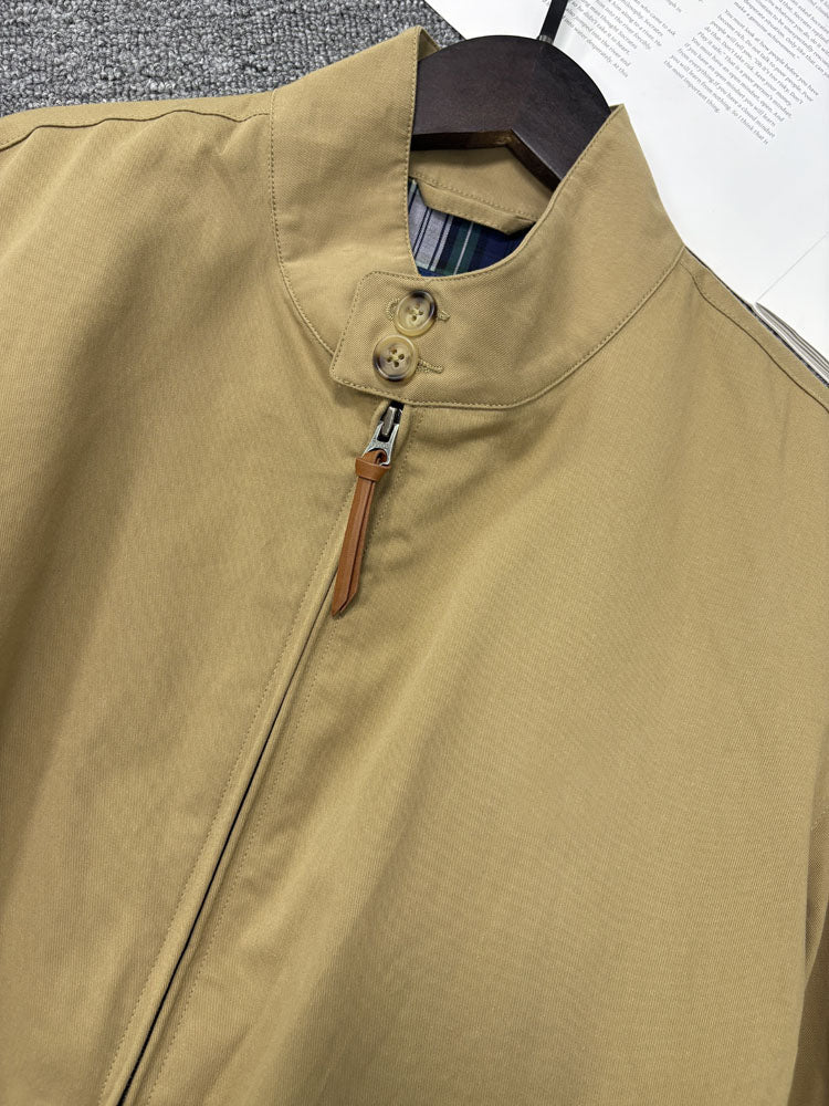 Men's Embroidered Harrington Jacket Stand Collar Zip Up Casual Bomber Coat - 40784323