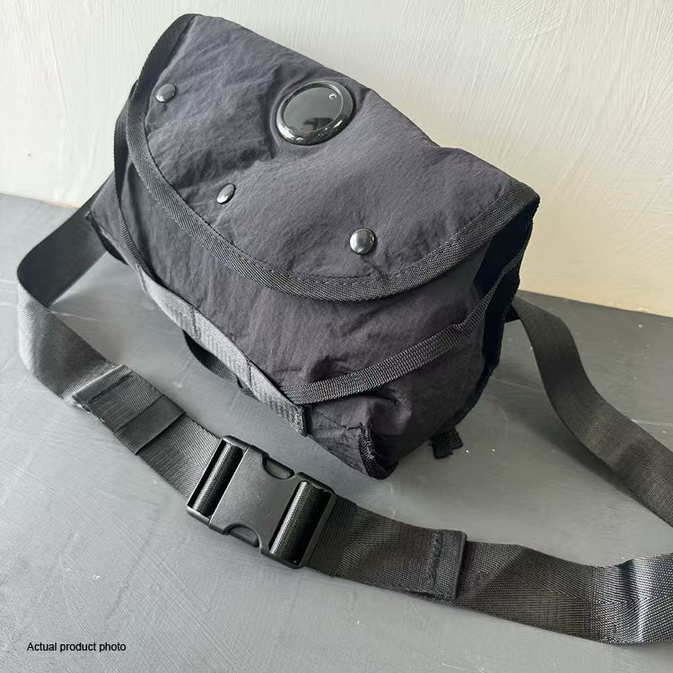 51150042 Lightweight Black Nylon Crossbody Bag Adjustable Strap Multi Pocket Casual Shoulder Bag