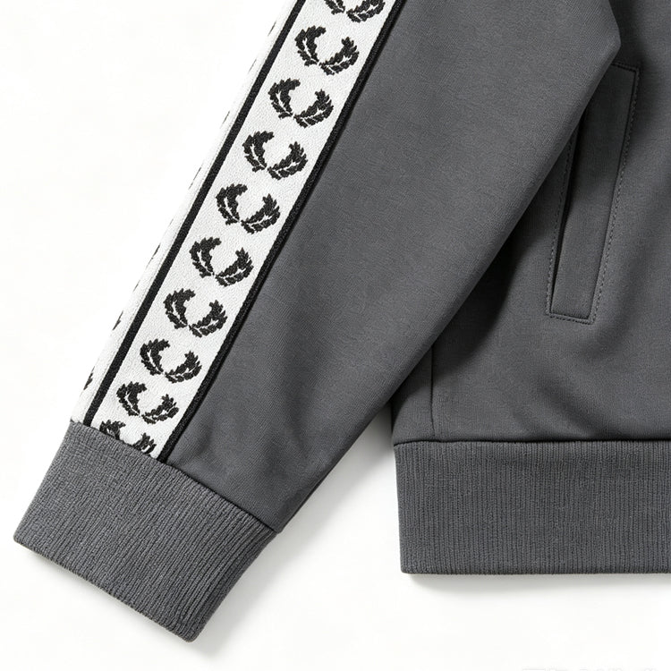 51159267 Zip Up Track Jacket Laurel Tape Sleeve Stand Collar Embroidered Logo Casual Cardigan