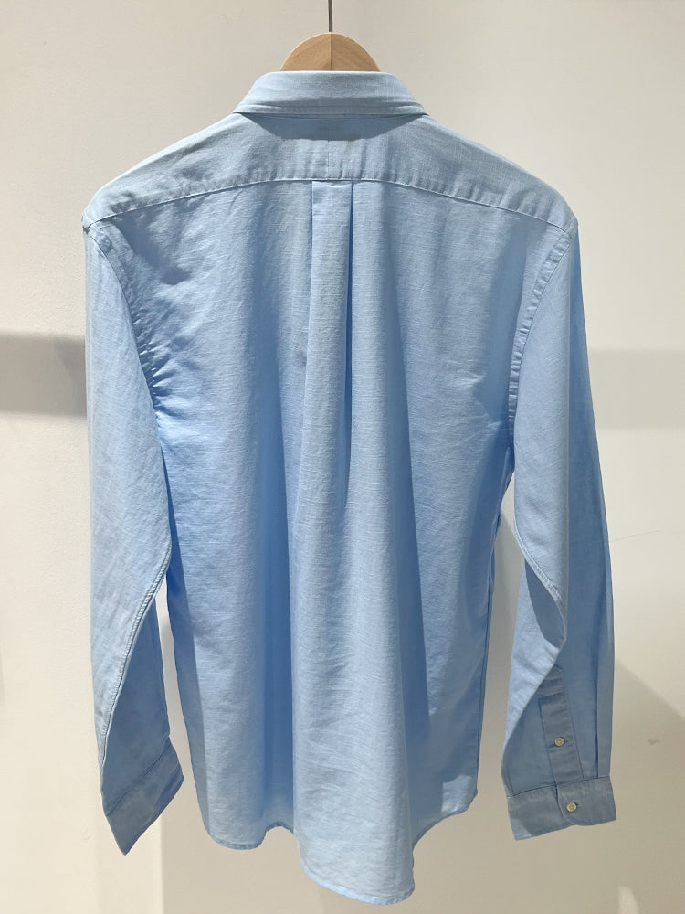 51098351 Light Blue Linen Casual Button-Down Shirt