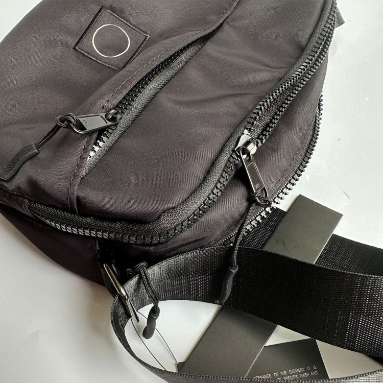 51154809 Small Black Nylon Crossbody Bag Multi Zip Pocket Adjustable Strap Mini Shoulder Bag
