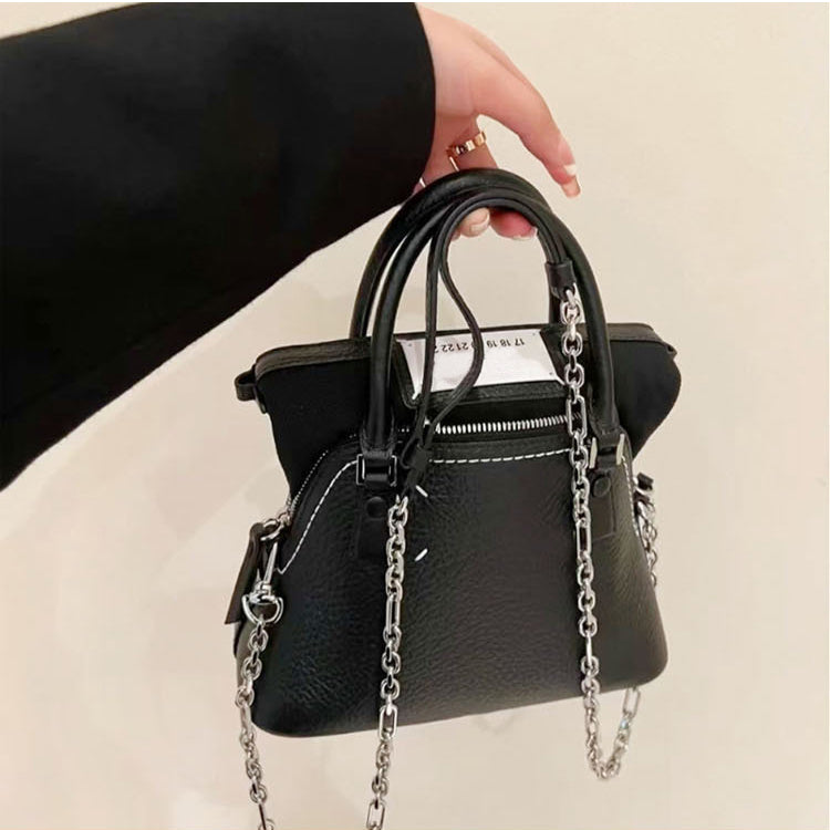 51166185 Grain Leather Mini Handbag Top Handle Detachable Chain Crossbody Shoulder Purse