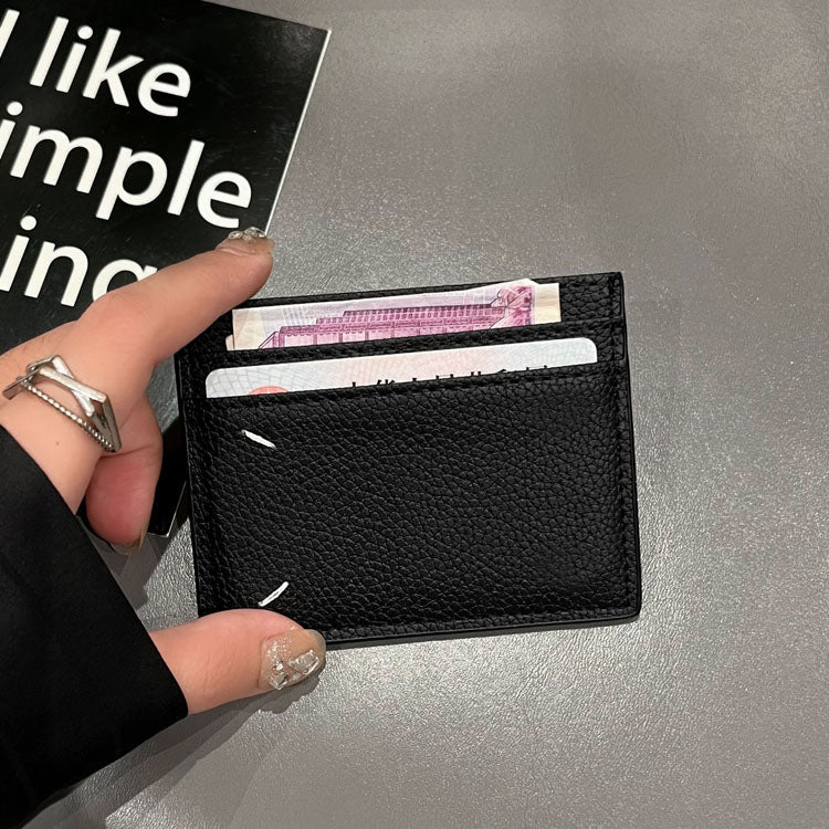 51145786 Minimalist Black Leather Slim Card Holder Multi Slots Mini Credit Card Wallet
