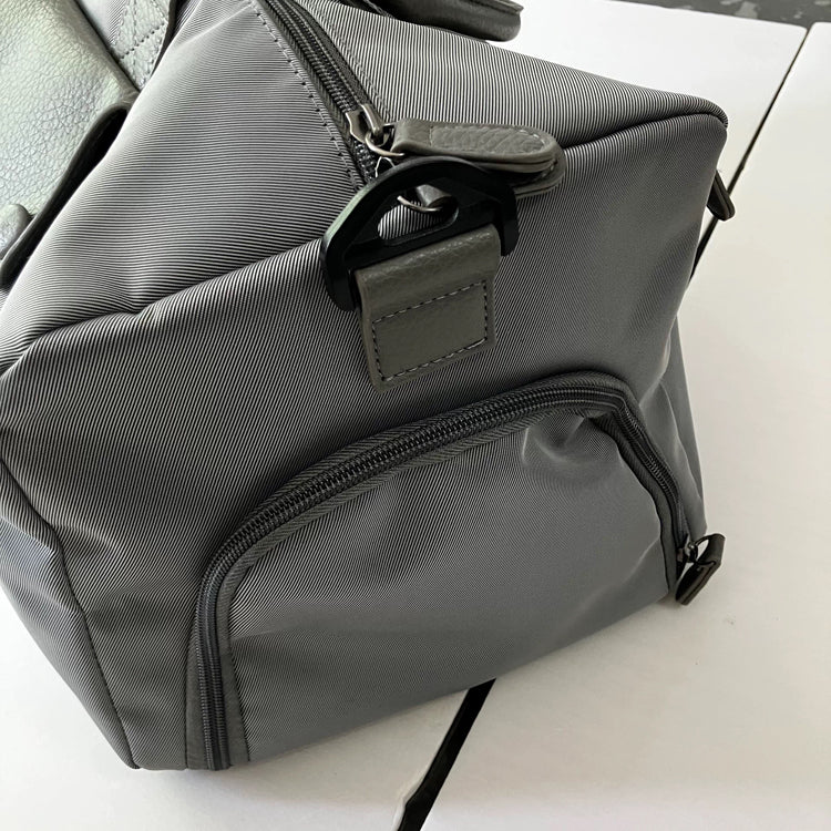 51371277 Gray Nylon Duffle Bag, Weekender Overnight Travel Bag with Strap