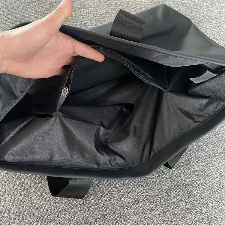 51211536 Large Capacity Black Tote Bag Letter Print Waterproof Daily Travel Shoulder Handbag