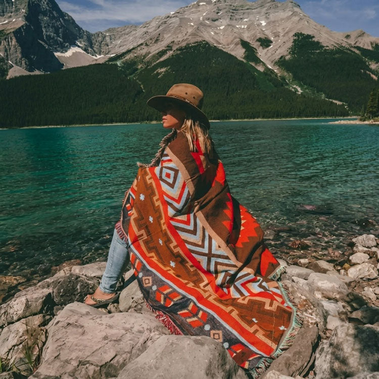 40610724 RV Tribal Woven Blanket - Boho Camping & Picnic Throw