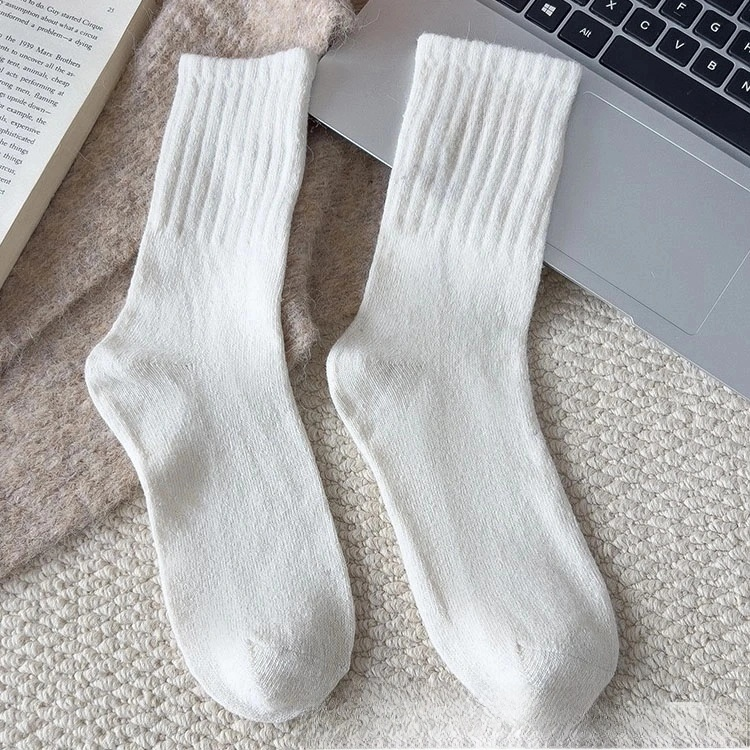 Autumn and winter women's plush wool letter  mid-calf socks