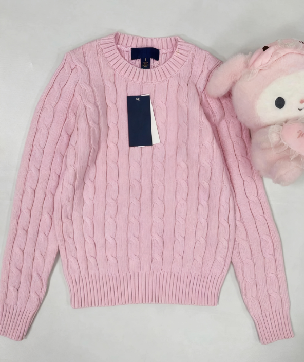 40170238 RL Pony - Children's pink cable sweater