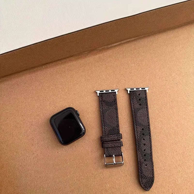 51194305 Luxury Pattern Leather Watch Band Replacement Strap For Apple Watch Series