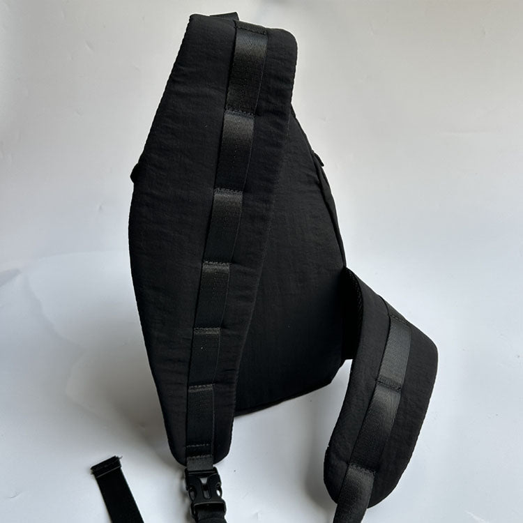 51155565 Black Nylon Sling Chest Bag Adjustable Strap Multi Pocket Crossbody Fanny Backpack