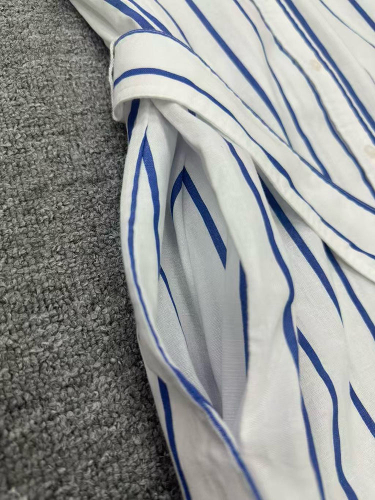 Women's Striped Belted Shirt Dress