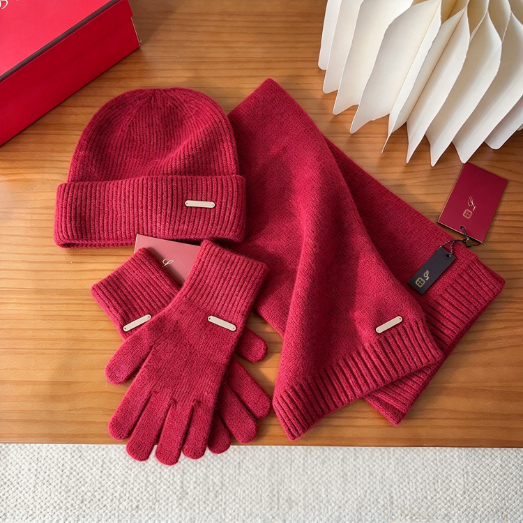 51337273 Winter Knit Scarf Beanie Hat Gloves 3 Pieces Set Warm Soft Gift for Women