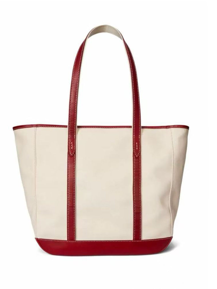 Canvas Leather Trim Tote Bag