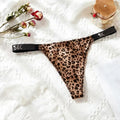51166122 Leopard Print Women Thong Soft Fabric Rhinestone Secret Letter Low Rise Panties