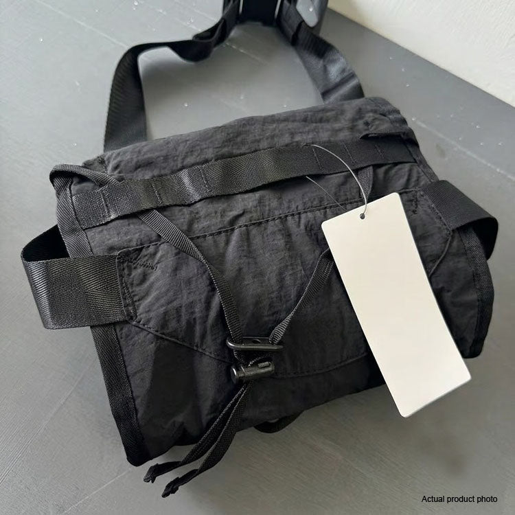 51150042 Lightweight Black Nylon Crossbody Bag Adjustable Strap Multi Pocket Casual Shoulder Bag
