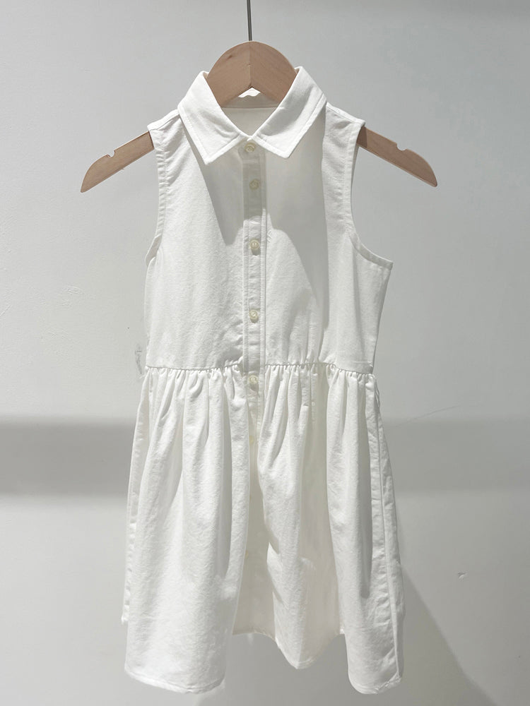 Girls' Sleeveless Cotton Shirt Dress