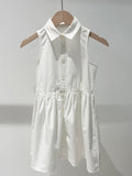 Girls' Sleeveless Cotton Shirt Dress