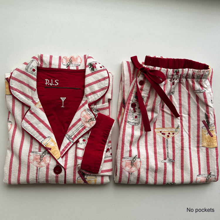 51365744 Women Striped Print Pajama Set Soft Long Sleeve Shirt & Pants Loungewear