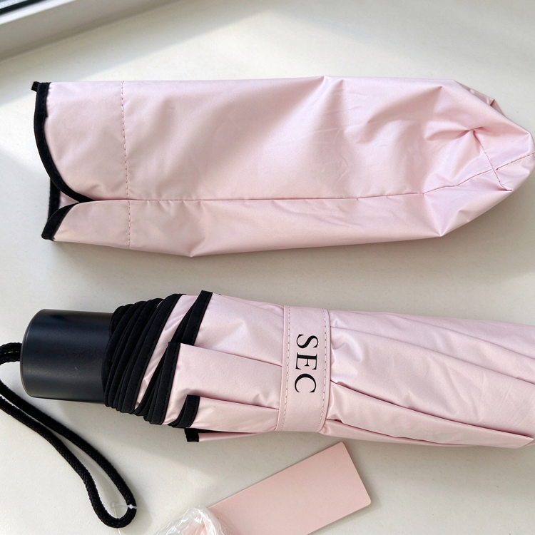 51379930 Pink Folding Travel Umbrella, Lightweight Portable Sun Rain Umbrella