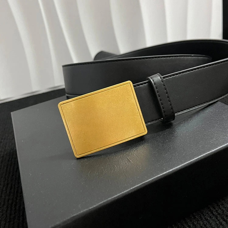 Men Business Leather Belt Classic Horse Logo Square Buckle Casual Dress Waist Belt for Men - 40785295