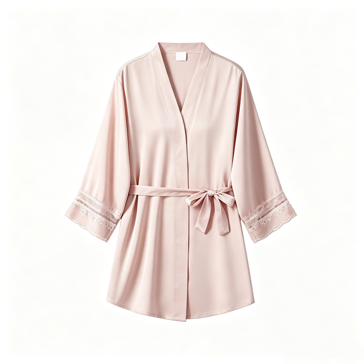 51194325 Women Satin Pajama Set Lace Trim Sleepwear Robe Cami Top Shorts Long Pants Loungewear