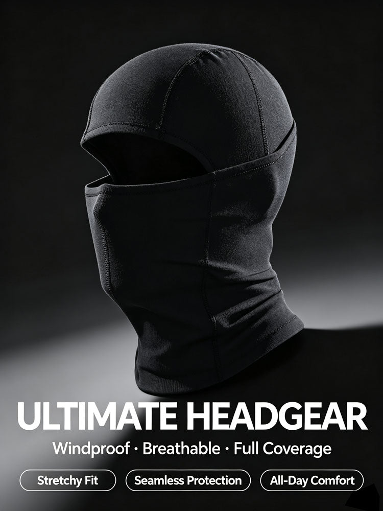 51155385 Black Embroidered Logo Balaclava Soft Stretchy Windproof Full Face Ski Mask Hood