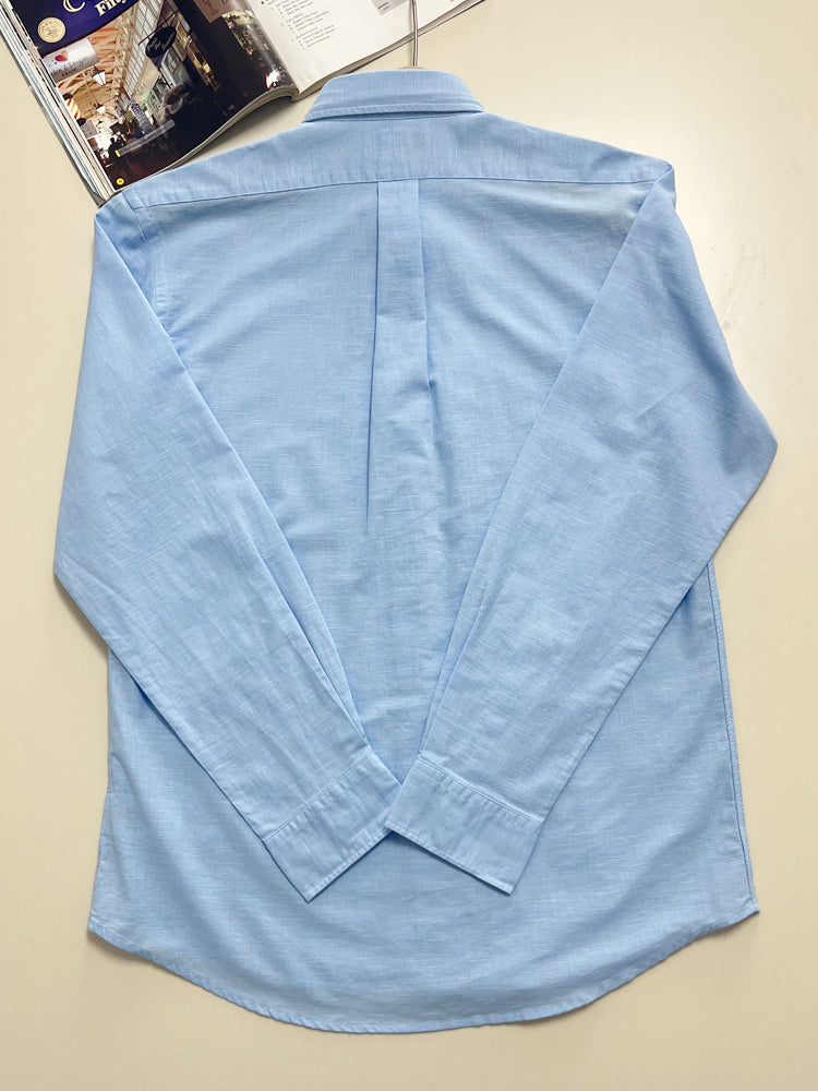 51098351 Light Blue Linen Casual Button-Down Shirt