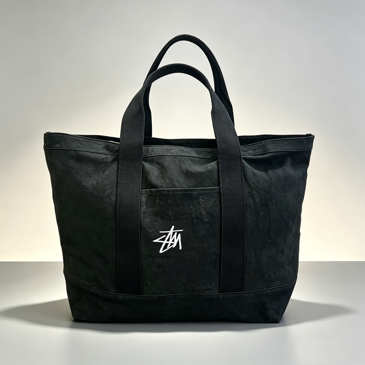 51211591 Black Printed Canvas Tote Bag Large Capacity Casual Daily Shoulder Handbag