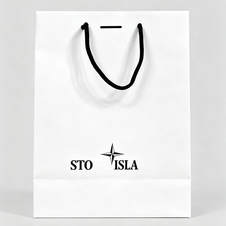 51185021 Logo Print Paper Shopping Bag Black Rope Handle Gift Packaging Tote Bag Two Sizes Available