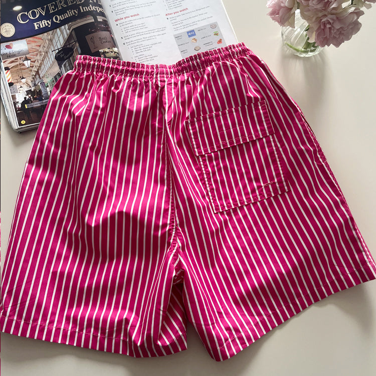 40541789 Elastic Waist Striped Board Shorts