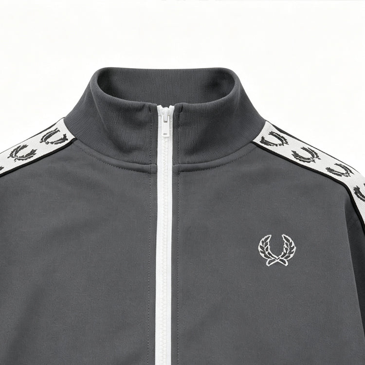 51159267 Zip Up Track Jacket Laurel Tape Sleeve Stand Collar Embroidered Logo Casual Cardigan