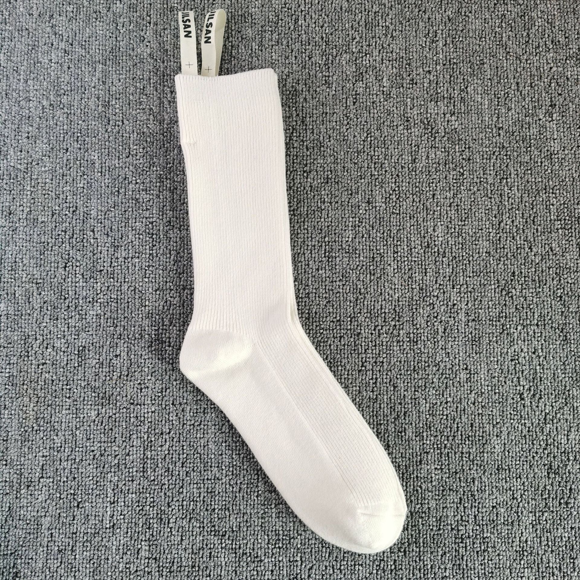 40252126 Double  cloth  simple black, white and gray cotton socks
