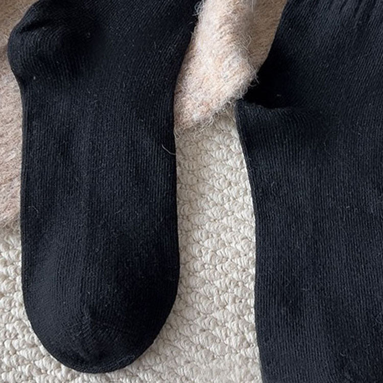 Autumn and winter women's plush wool letter  mid-calf socks