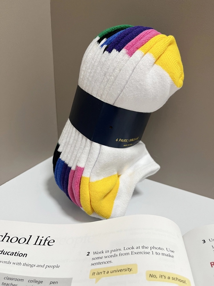 40309937 For Kid macaron-colored cotton socks(6 pairs)