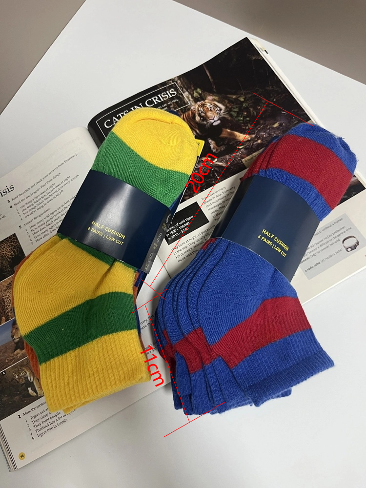 40309941 Colorful striped cotton comfortable mid-calf socks(6pairs)