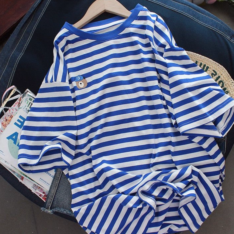40329507 RL Pony - Blue And White Striped Short-Sleeved T-Shirt