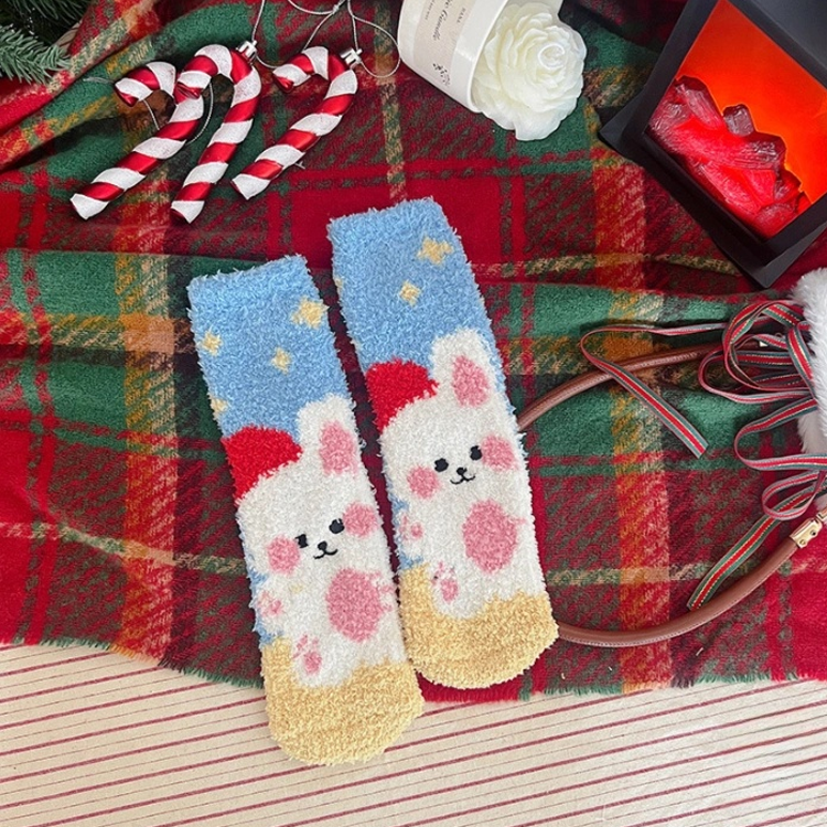 40277841 Christmas socks coral fleece winter thick warm cute  socks