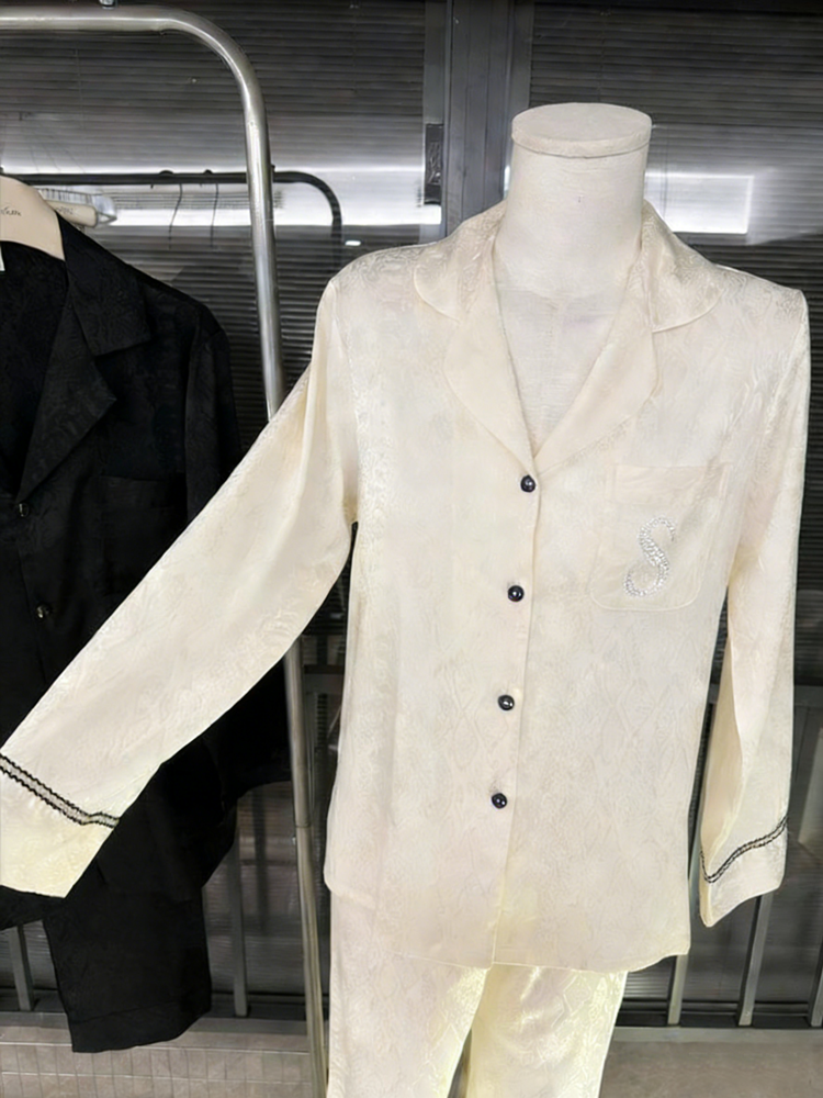 Ice silk jacquard pajama set for spring and autumn