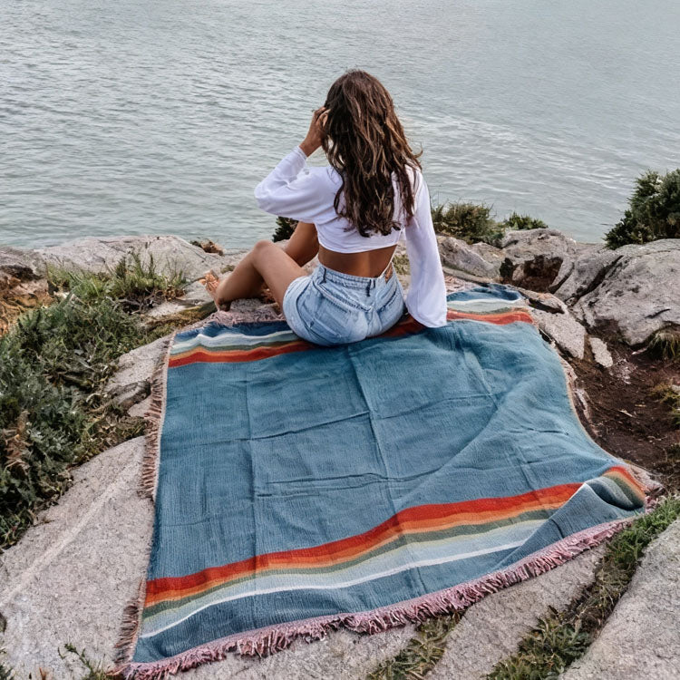 40610724 RV Tribal Woven Blanket - Boho Camping & Picnic Throw