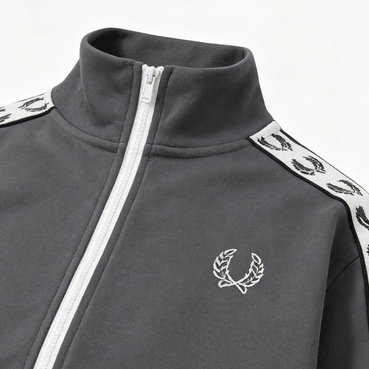 51159267 Zip Up Track Jacket Laurel Tape Sleeve Stand Collar Embroidered Logo Casual Cardigan
